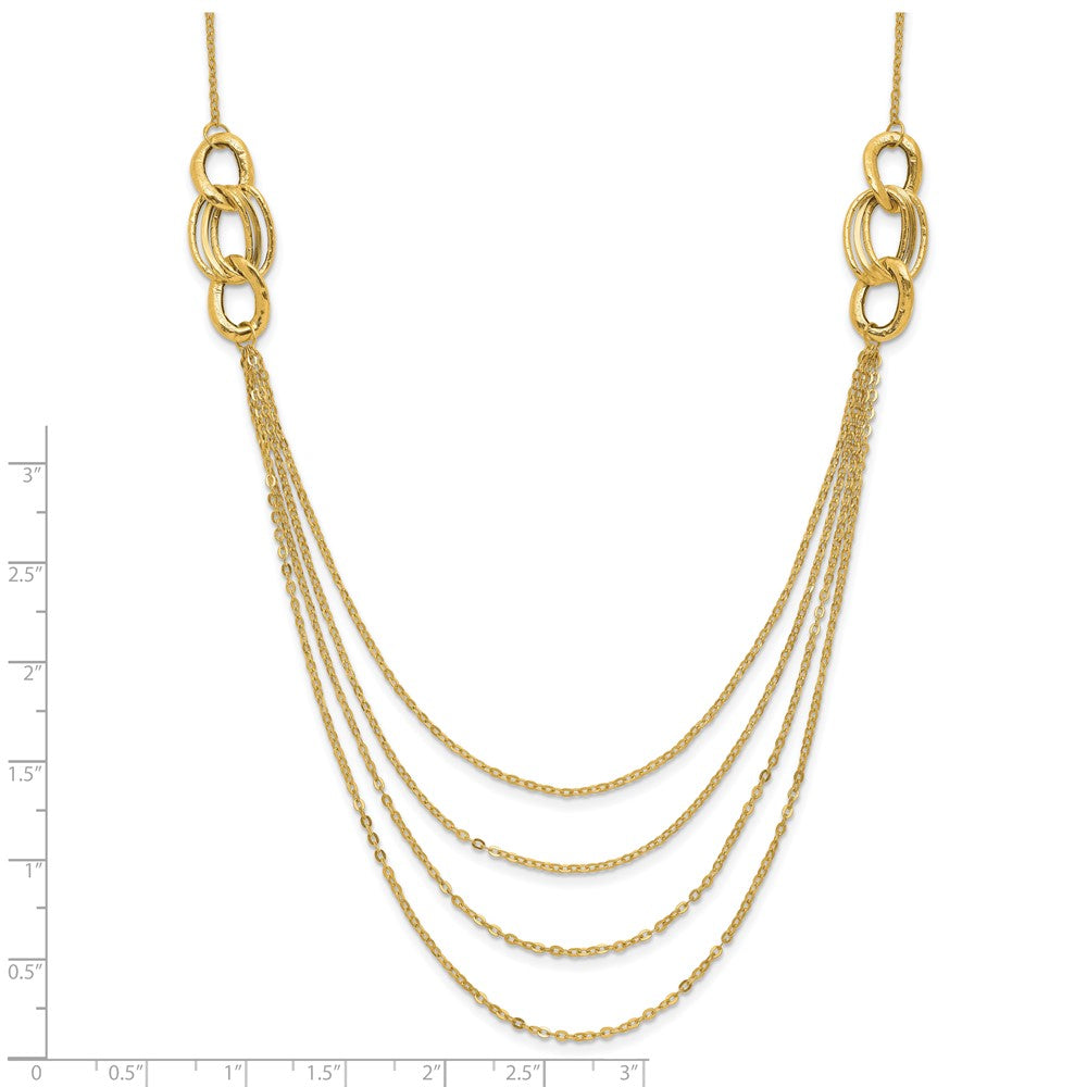 14K Polished Four Layer Rope Chain 18 inch Necklace