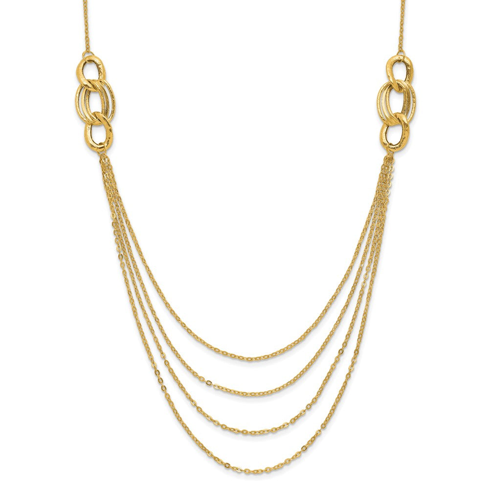 14K Polished Four Layer Rope Chain 18 inch Necklace