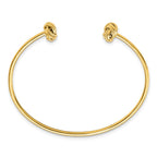 14K Polished and Textured Love Knot Flexible Cuff Bangle