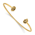 14K Polished and Textured Love Knot Flexible Cuff Bangle