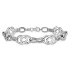 14K White Gold Polished Fancy Link Bracelet