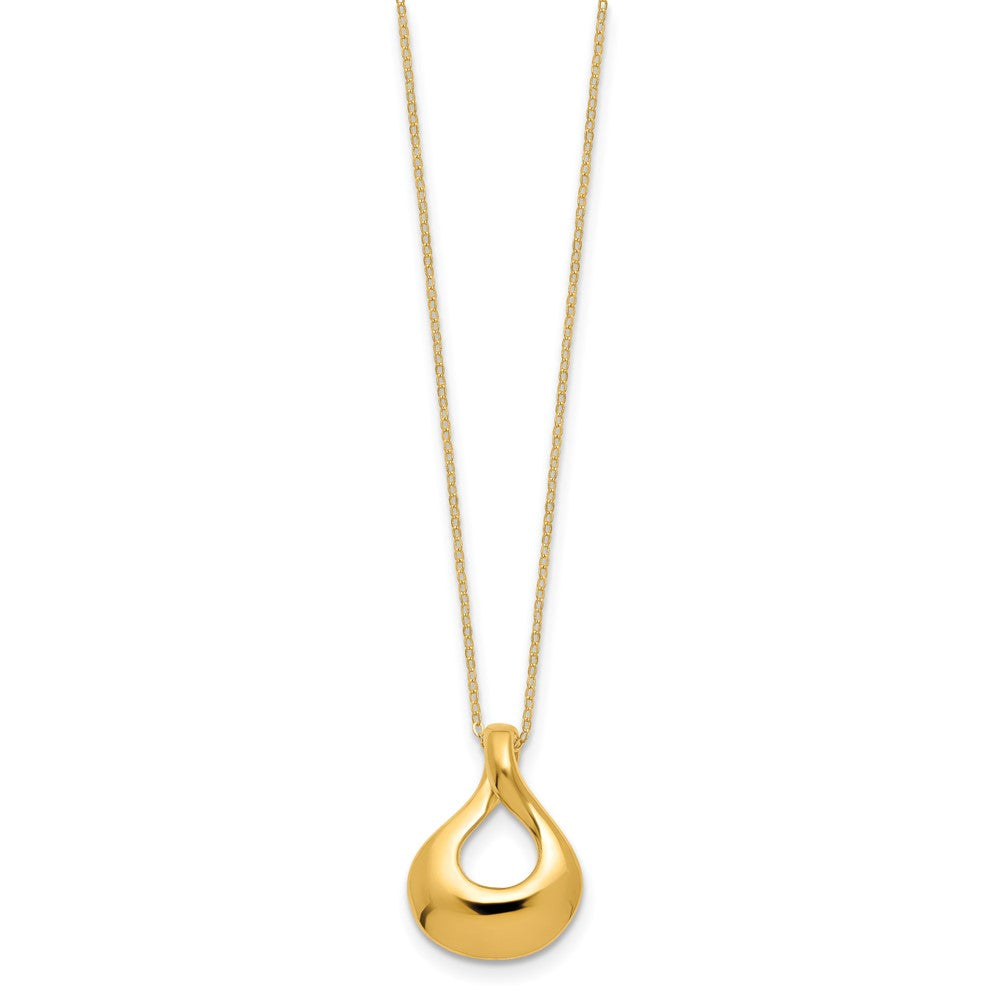 14K Polished Fancy Tear Drop 18 inch Necklace