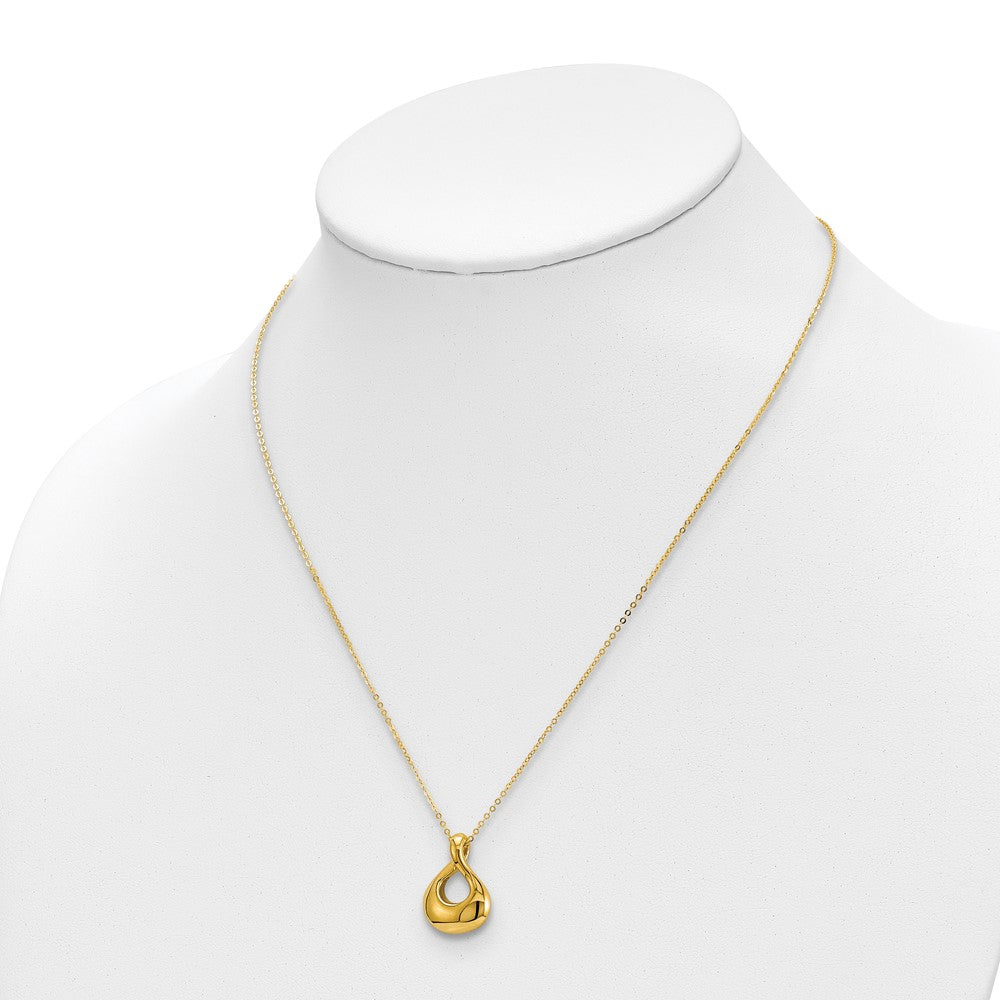 14K Polished Fancy Tear Drop 18 inch Necklace