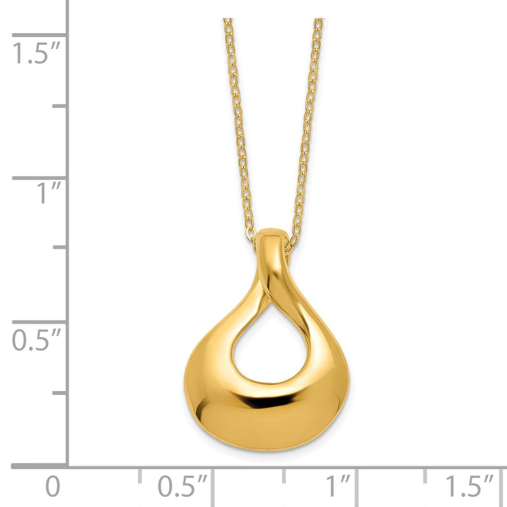 14K Polished Fancy Tear Drop 18 inch Necklace