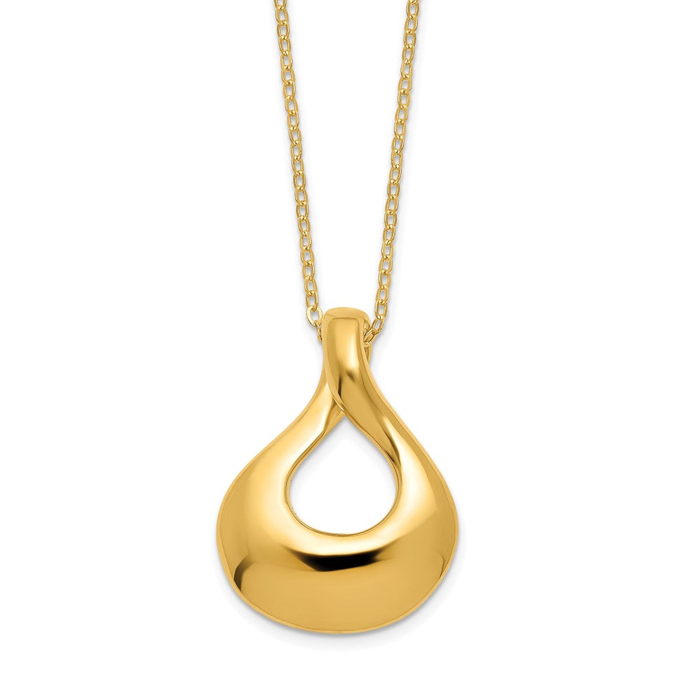 14K Polished Fancy Tear Drop 18 inch Necklace