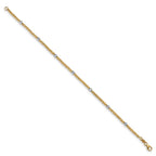 14K Two-tone Polished Diamond-cut 4mm Beaded 7.5 inch Bracelet