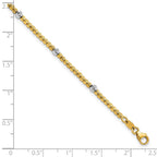 14K Two-tone Polished Diamond-cut 4mm Beaded 7.5 inch Bracelet