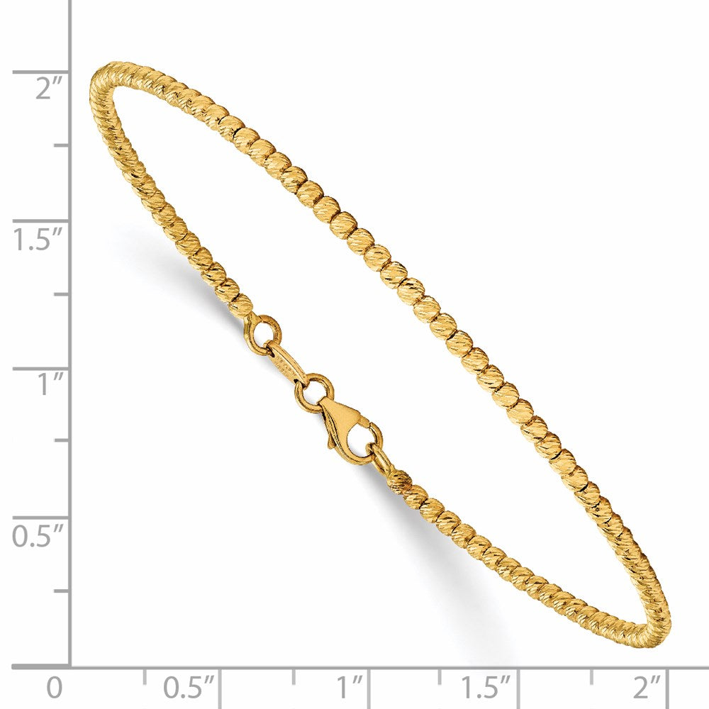 14K Polished Diamond-cut Beaded Bracelet