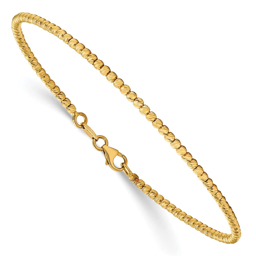 14K Polished Diamond-cut Beaded Bracelet