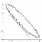 14K White Gold Polished Diamond-cut Beaded Bracelet