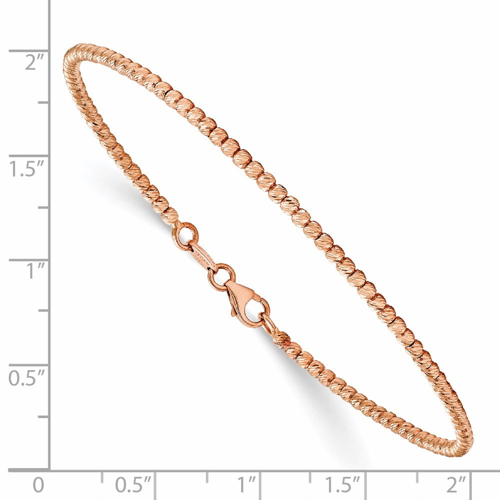 14K Rose Gold Polished Diamond-cut Beaded Bracelet