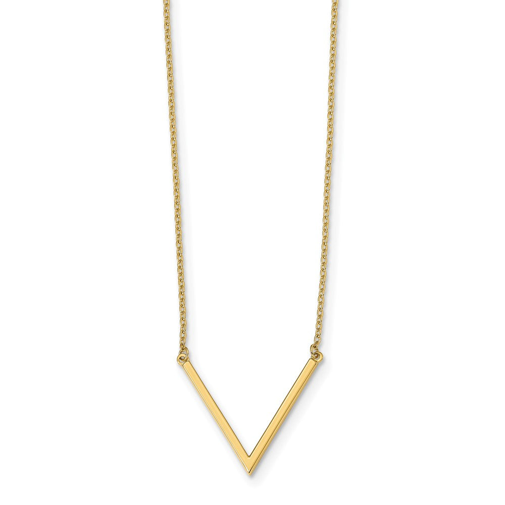 14K Polished V accent 17 inch with 1 inch extender Necklace