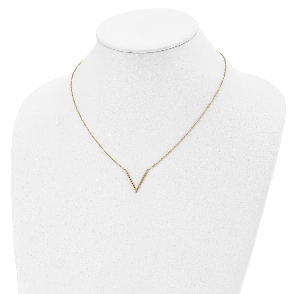 14K Polished V accent 17 inch with 1 inch extender Necklace