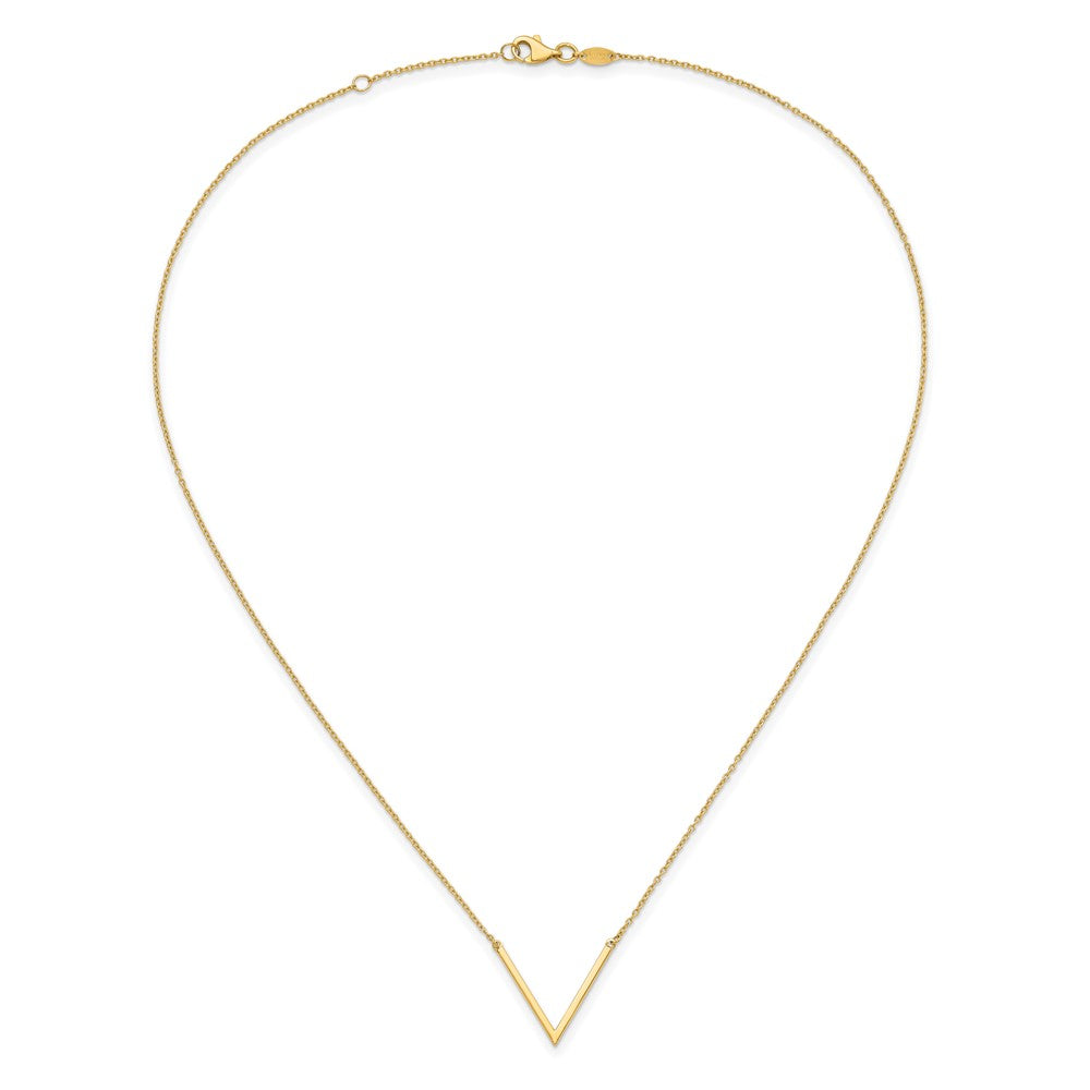 14K Polished V accent 17 inch with 1 inch extender Necklace