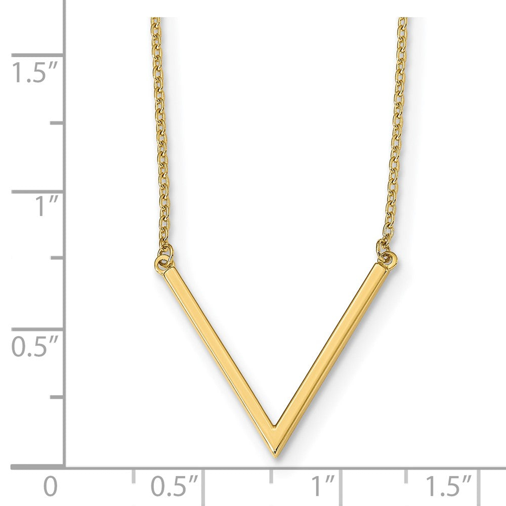 14K Polished V accent 17 inch with 1 inch extender Necklace