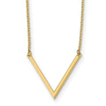 14K Polished V accent 17 inch with 1 inch extender Necklace
