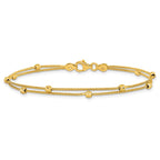 14K Gold Polished and Diamond-cut Beads 2.5mm 2 Strand 7.5 inch Bracelet