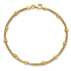 14K Gold Polished and Diamond-cut Beads 2.5mm 2 Strand 7.5 inch Bracelet
