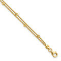 14K Gold Polished and Diamond-cut Beads 2.5mm 2 Strand 7.5 inch Bracelet