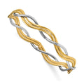 14K Two-tone Polished Braided Slip-on Bangle