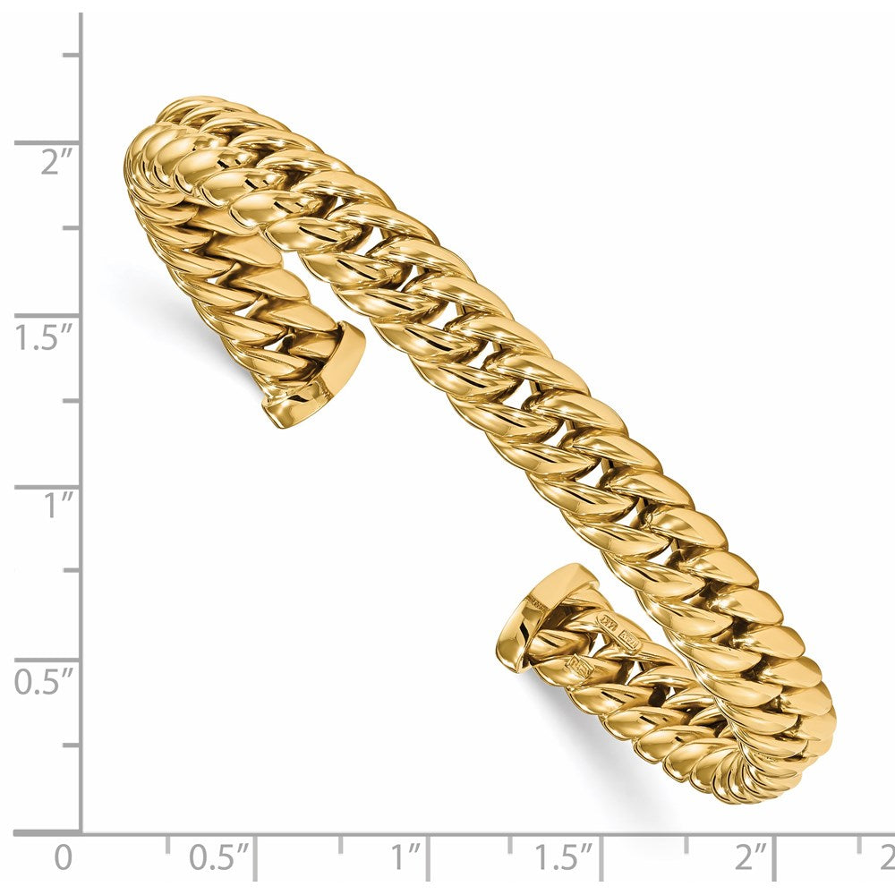 14K Polished Fancy Link Cuff Bangle