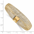14K with Rhodium Polished Mesh Stretch Bracelet