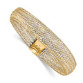 14K with Rhodium Polished Mesh Stretch Bracelet