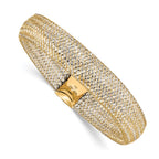 14K with Rhodium Polished Mesh Stretch Bracelet