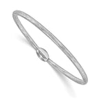 14K with White Rhodium plating Polished Mesh Stretch Bracelet