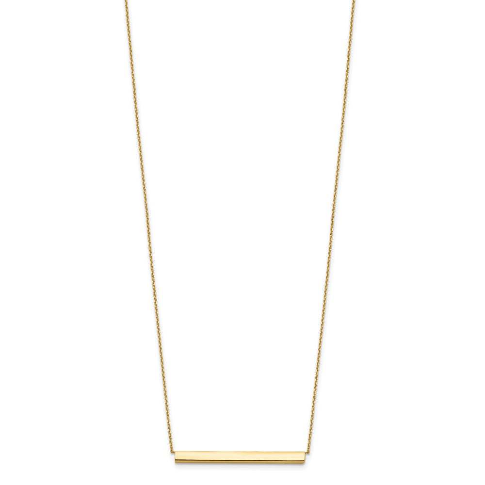 14K Polished Horizontal Bar 18 inch with 1inch extender Necklace