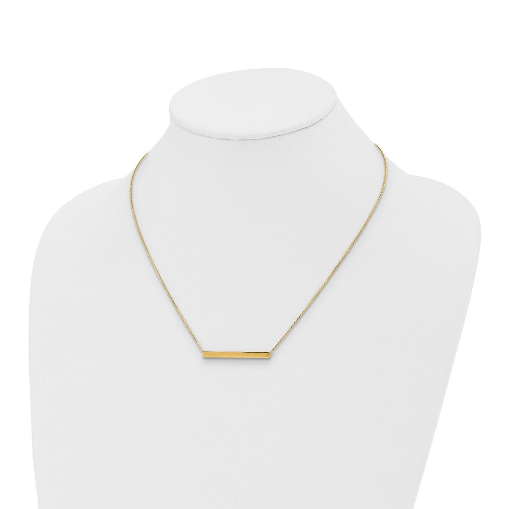 14K Polished Horizontal Bar 18 inch with 1inch extender Necklace