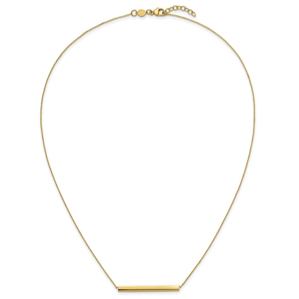 14K Polished Horizontal Bar 18 inch with 1inch extender Necklace