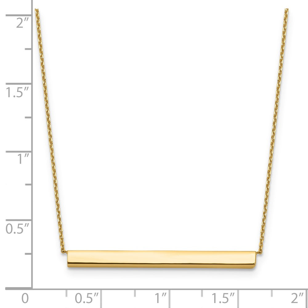 14K Polished Horizontal Bar 18 inch with 1inch extender Necklace