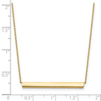 14K Polished Horizontal Bar 18 inch with 1inch extender Necklace