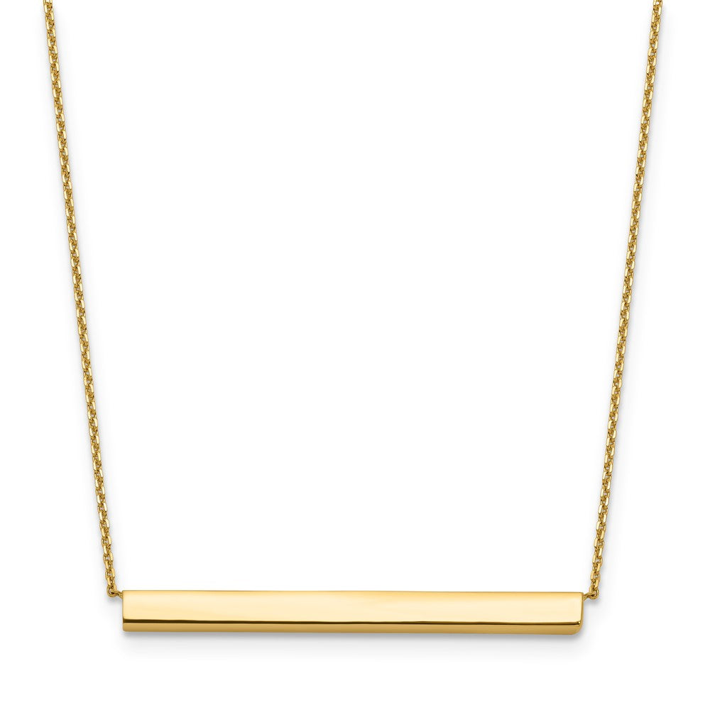 14K Polished Horizontal Bar 18 inch with 1inch extender Necklace