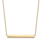 14K Polished Horizontal Bar 18 inch with 1inch extender Necklace