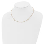 14K Tri-color Sideways Cross Beaded Rosary Style 18 inch Necklace