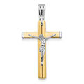 14K Two-tone Polished Crucifix Cross Pendant
