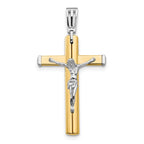 14K Two-tone Polished Crucifix Cross Pendant