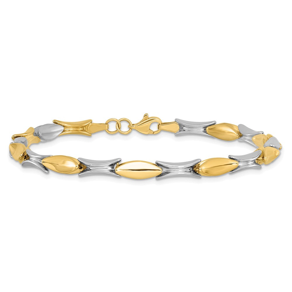 14K Two-tone Polished Fancy Link Bracelet