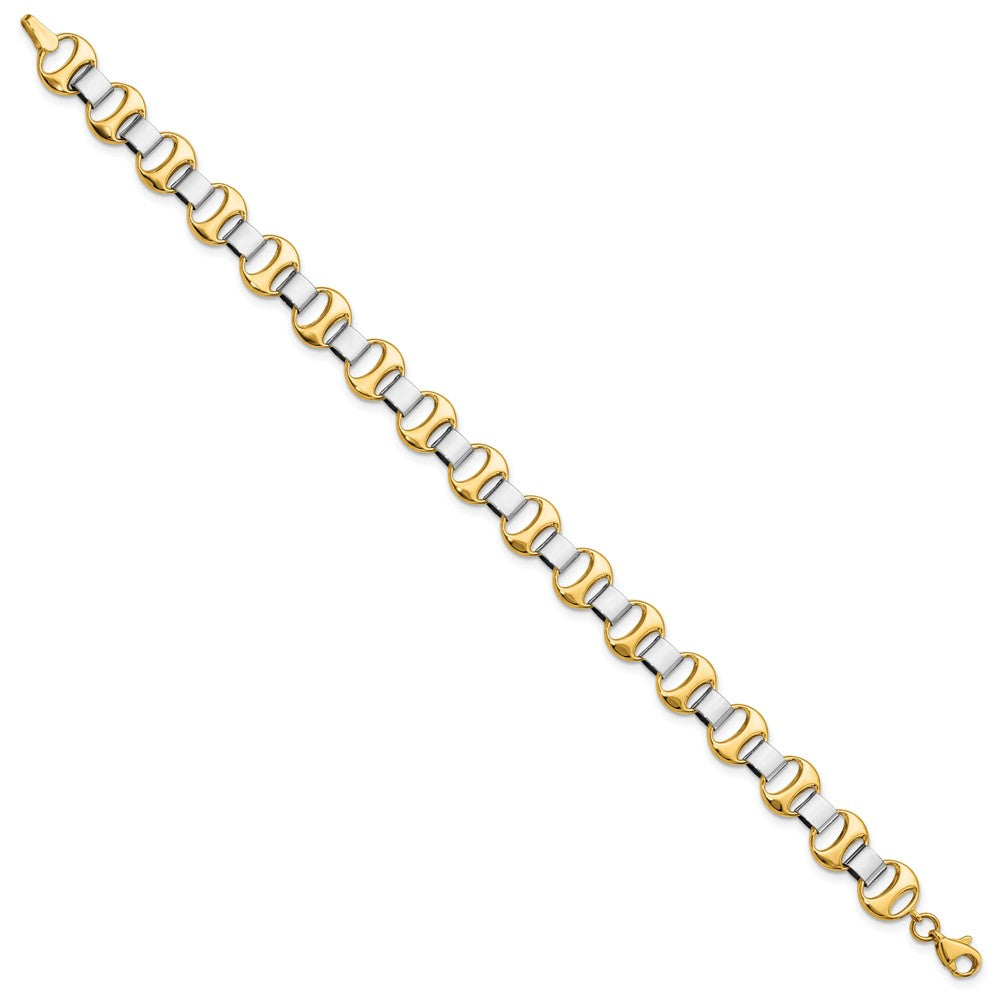 14K Two-tone Polished 9.00mm Fancy Link 7.5 inch Bracelet