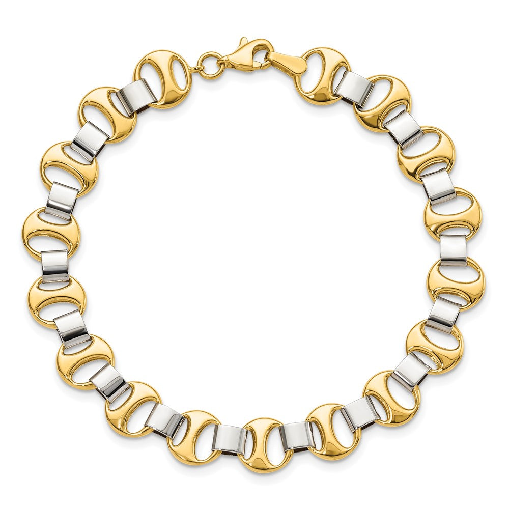 14K Two-tone Polished 9.00mm Fancy Link 7.5 inch Bracelet