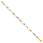 14K Tri-color Polished and Diamond-cut 5.00mm Infinity Symbol Link 7.5 inch Bracelet