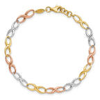 14K Tri-color Polished and Diamond-cut 5.00mm Infinity Symbol Link 7.5 inch Bracelet