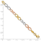 14K Tri-color Polished and Diamond-cut 5.00mm Infinity Symbol Link 7.5 inch Bracelet