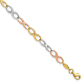 14K Tri-color Polished and Diamond-cut 5.00mm Infinity Symbol Link 7.5 inch Bracelet