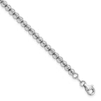 14K White Gold Polished and Diamond-cut Beaded 7.25 inch Bracelet