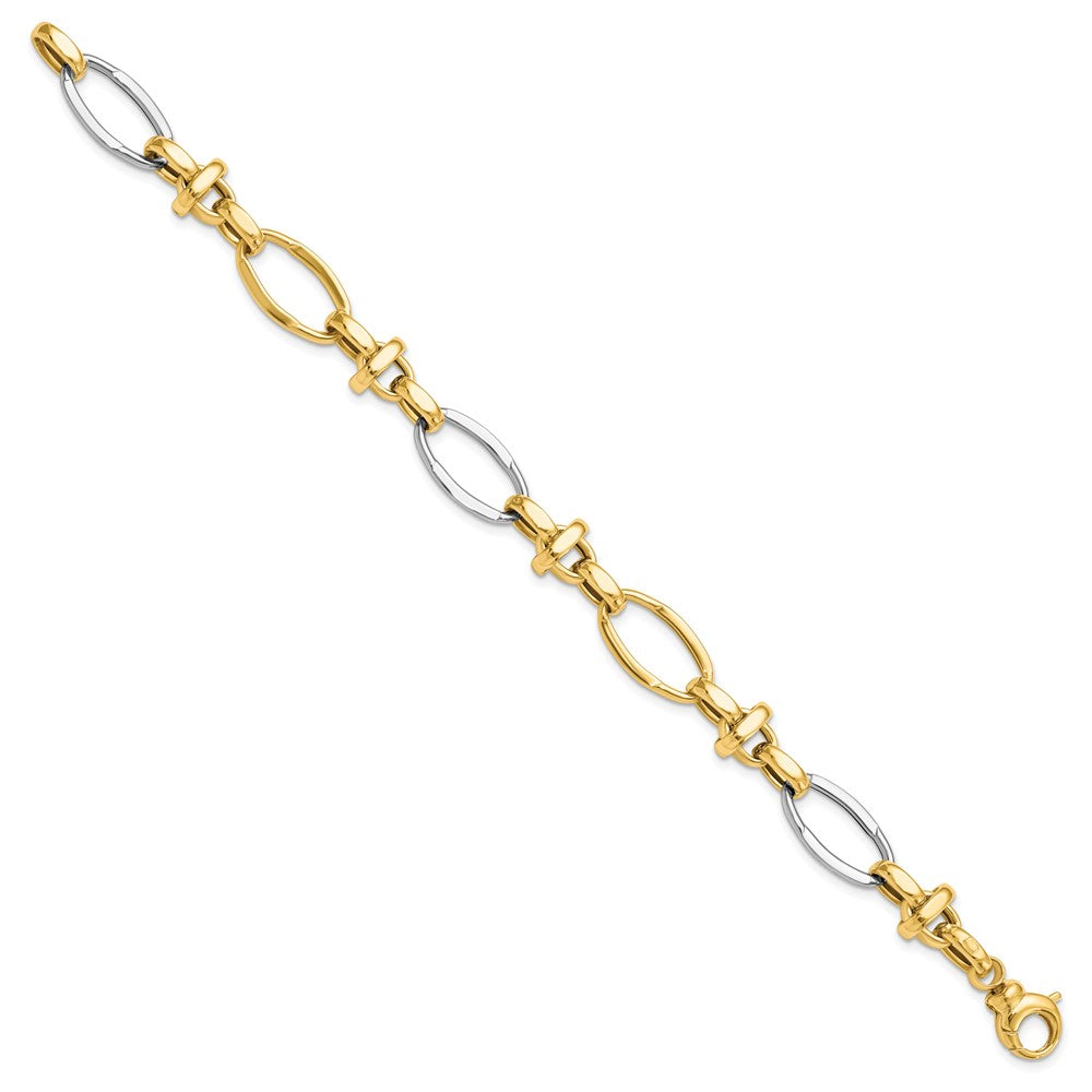 14K Two-tone Polished Fancy Link Bracelet