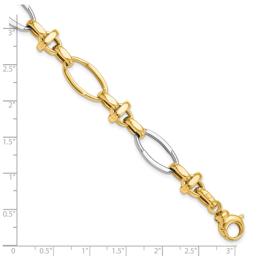 14K Two-tone Polished Fancy Link Bracelet
