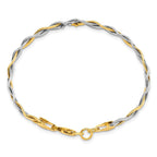 14K with Rhodium Polished Twisted Bracelet